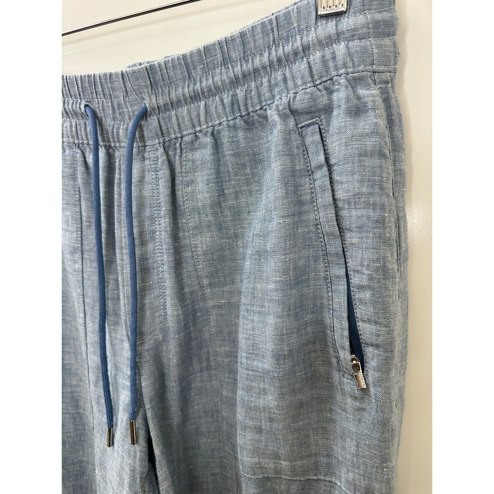 Athleta Retreat Linen Jogger Pants Chambray Blue Resort Beach Zip Pockets 4 Tall - Picture 4 of 15